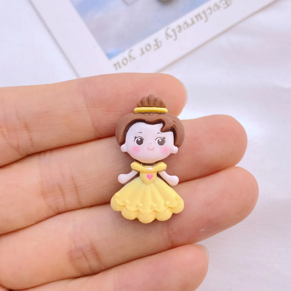 10Pcs New Cute Mini Resin Little Cartoon Girl Princess Series Flatback Ornament Jewelry Making Manicure Hairwear Accessories