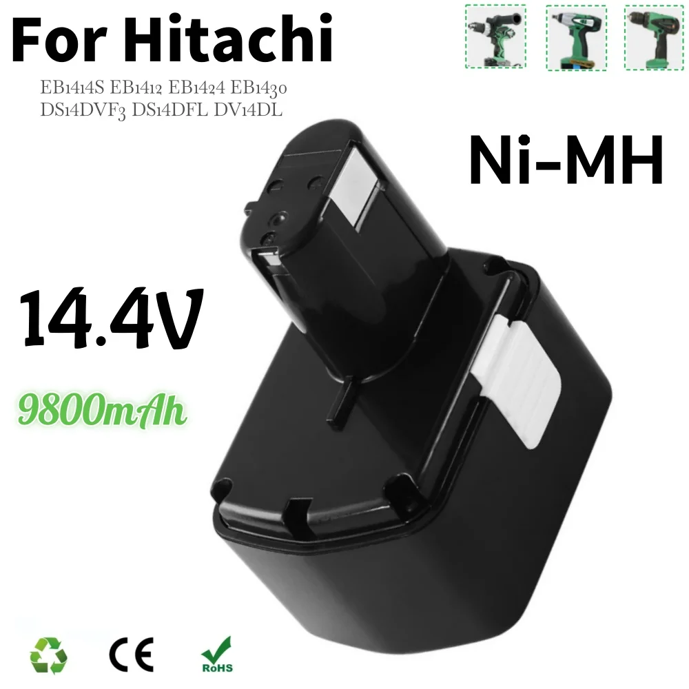 

14.4V Ni-MH/NI-CD 9.8Ah EB1414S EB1412 Rechargeable Replacement Battery for Hitachi EB1424 EB1430 DS14DVF3 DS14DFL DV14DL