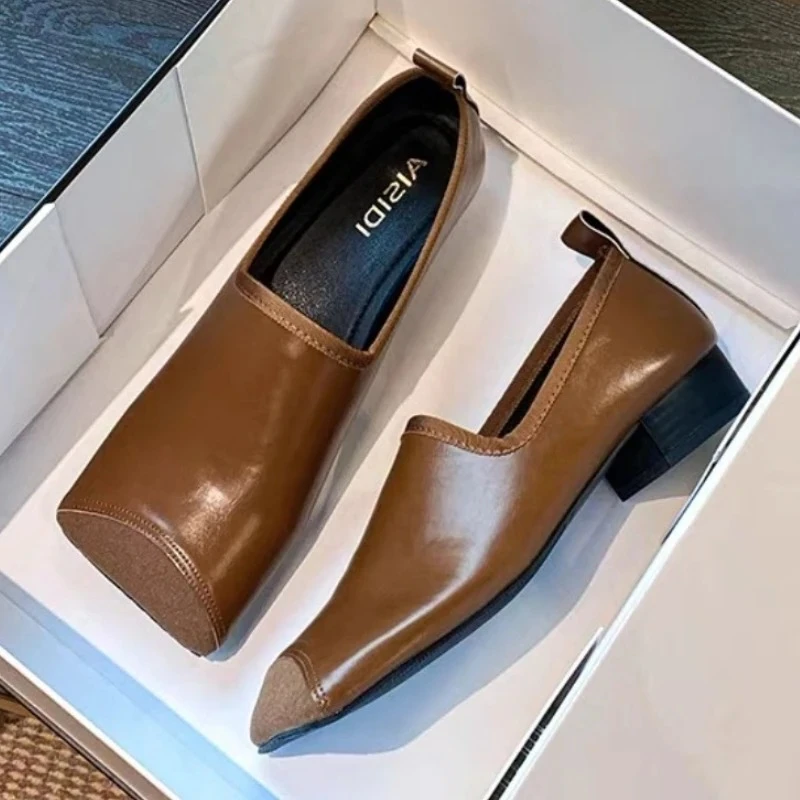 

Luxury Designer Mary Jane Shoes Women Square Toe Low Heeled Loafers Comfortable Lightweight Outdoor Casual Walking Shoes Ladies