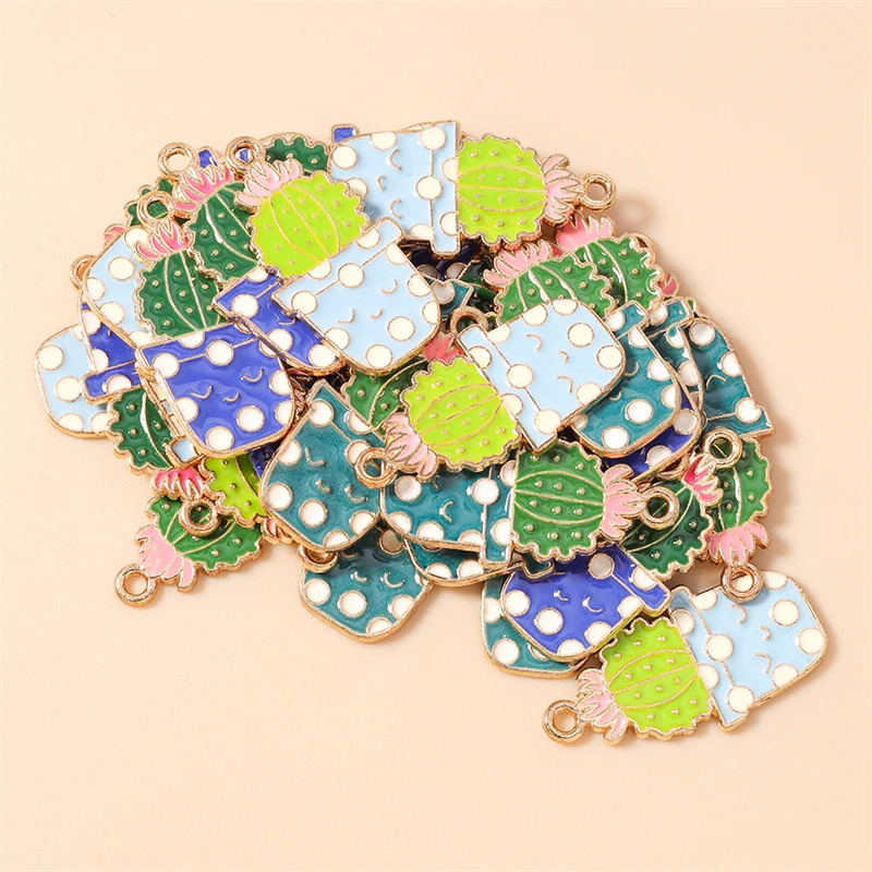 

20pcs 15x28mm Cute Enamel Plant Cactus Charms Pendants for Necklaces Earrings Keychains DIY Crafts Jewelry Making Accessories