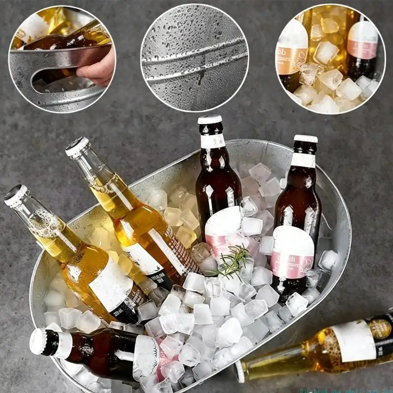 581C Large Champagne Tub with Handle Galvanized Iron Ice Buckets for Garden Parties