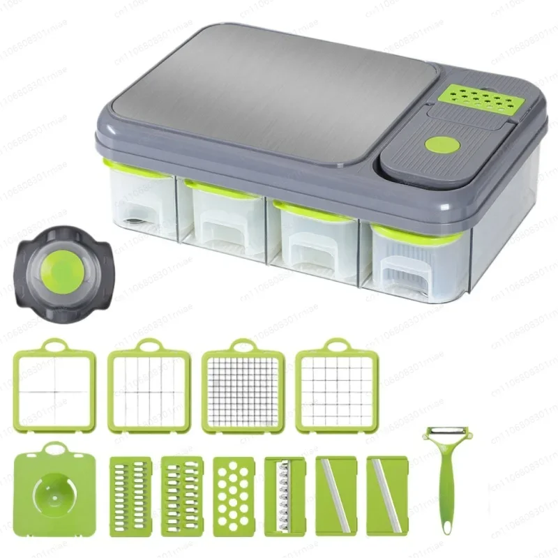 All-in-One Stainless Steel Vegetable Cutter – Kitchen Chopper & Cutting Board Set for Quick Shredding, Slicing & Dicing