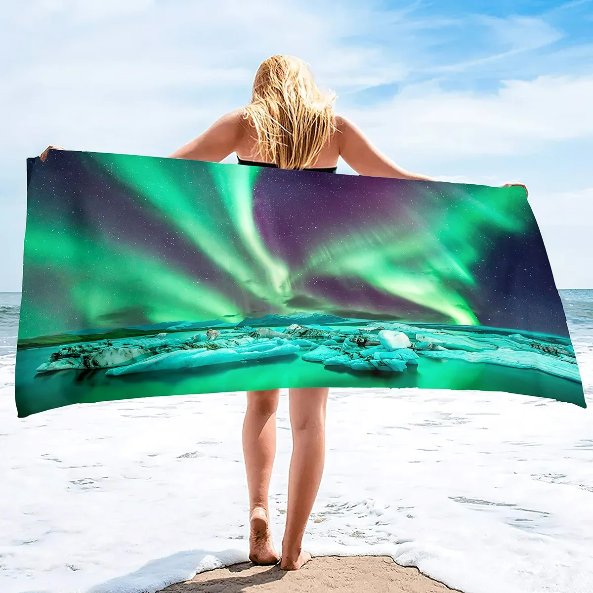 Oversize Beach Towel Clearance Towel, Aurora Polaris Travel Pool Towel,Quick Drying Blanket Sandless Towel Lightweight Beach Mat