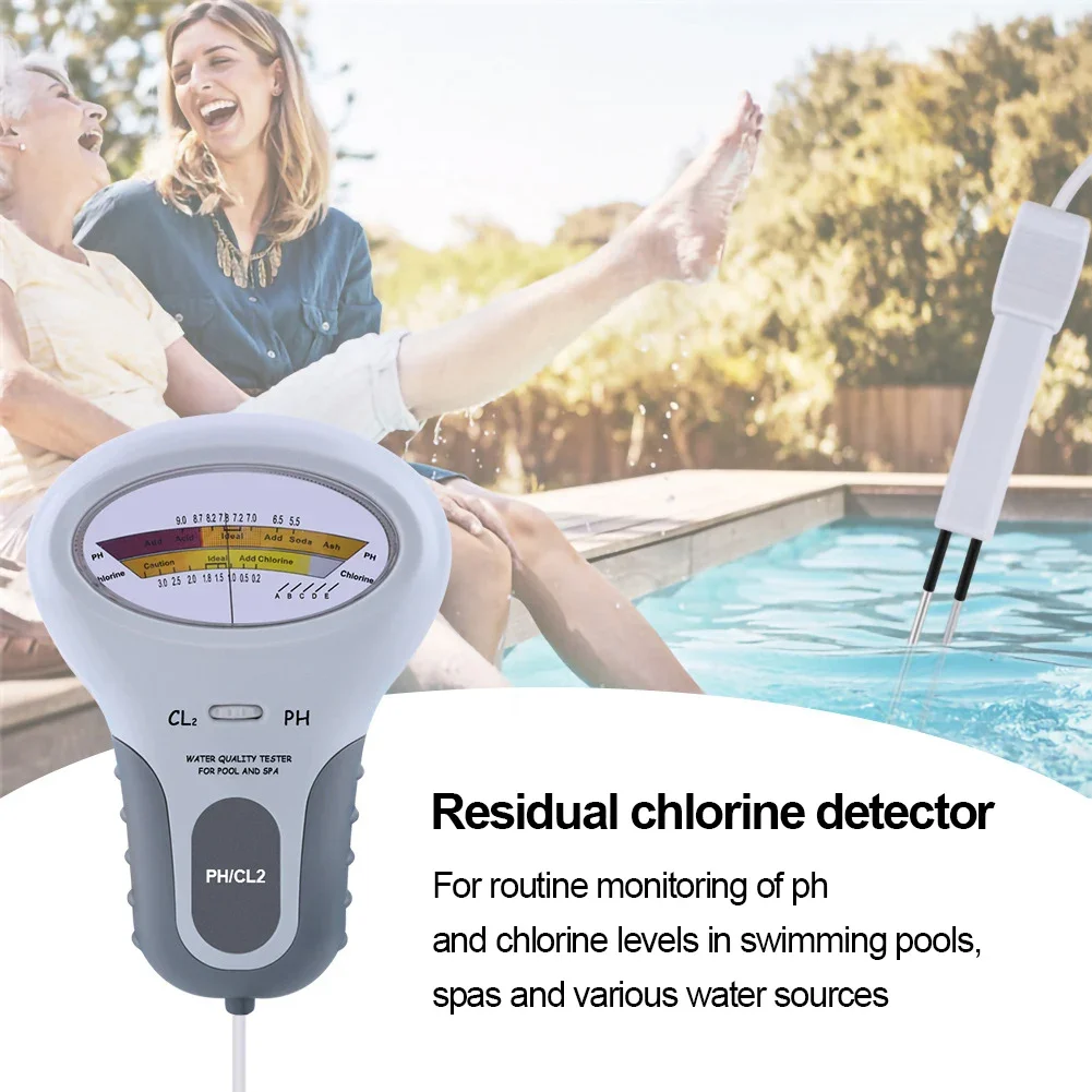 Professional PH Chlorine Cl2 Level Meter with Probe for Swimming Pool Spa Water Monitor Tester Water Quality Testing Device Tool