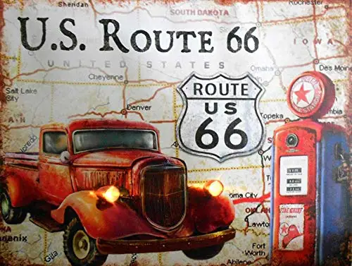 

Route 66 металлический жестяной знак 8x12 дюймов Декор