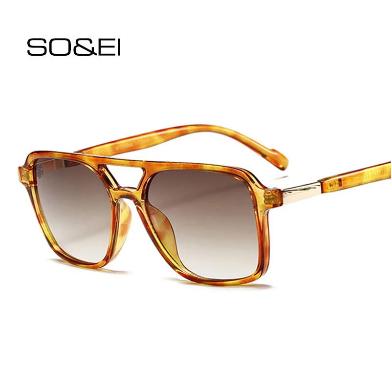 SO&EI Fashion Double Bridges Quadratische Sonnenbrille UV400
