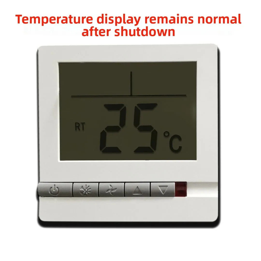 Hvac Control Panel Fan Coil Thermostat Automatic Wind Gear Thermistor Temperature Sensor For Fan Coil Units White