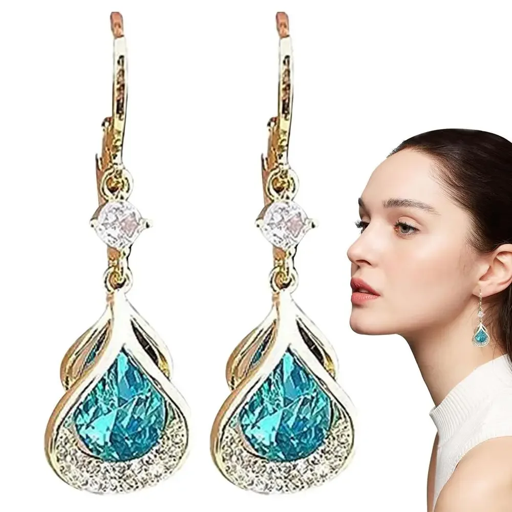 Lymphvity Magnetic Earrings Opal Earring for Women Lymph Teardrop Earrings Slimming Magnetic Dangle Earrings Strengthening Body