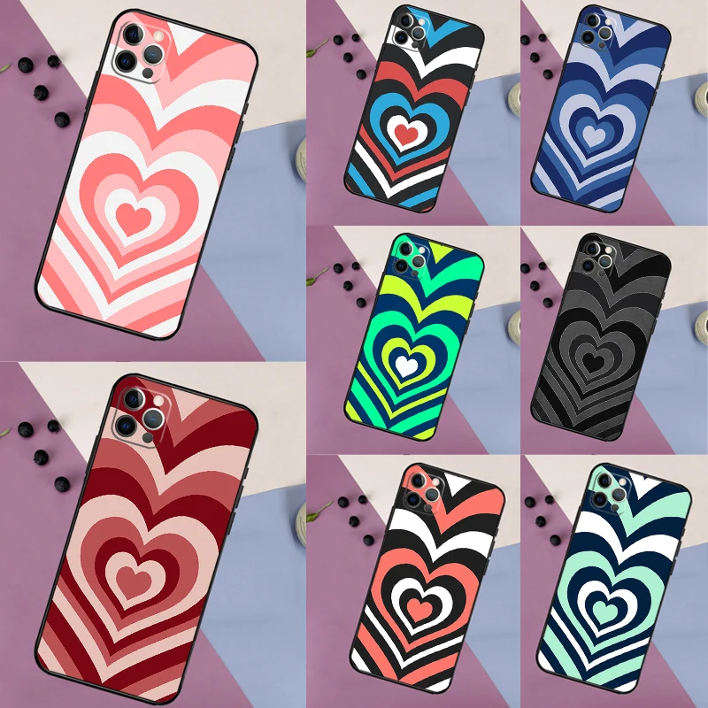 

Latte Love Tunnel Brown Heart Phone Case For iPhone 16 15 14 11 12 13 Pro Max 12 13 mini XR 16e 15 16 Plus Full Cover