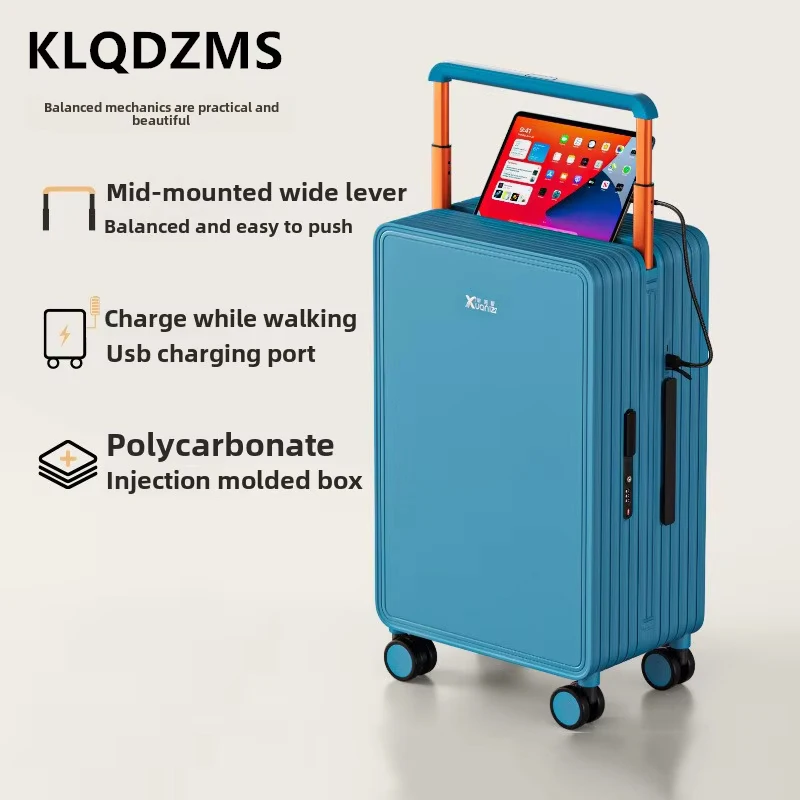 KLQDZMS ABS + equipaje de PC 20 "24" 26 pulgadas cubierta de carrito de gran capacidad maleta de embarque para hombre maleta de cabina multifuncional con carga USB