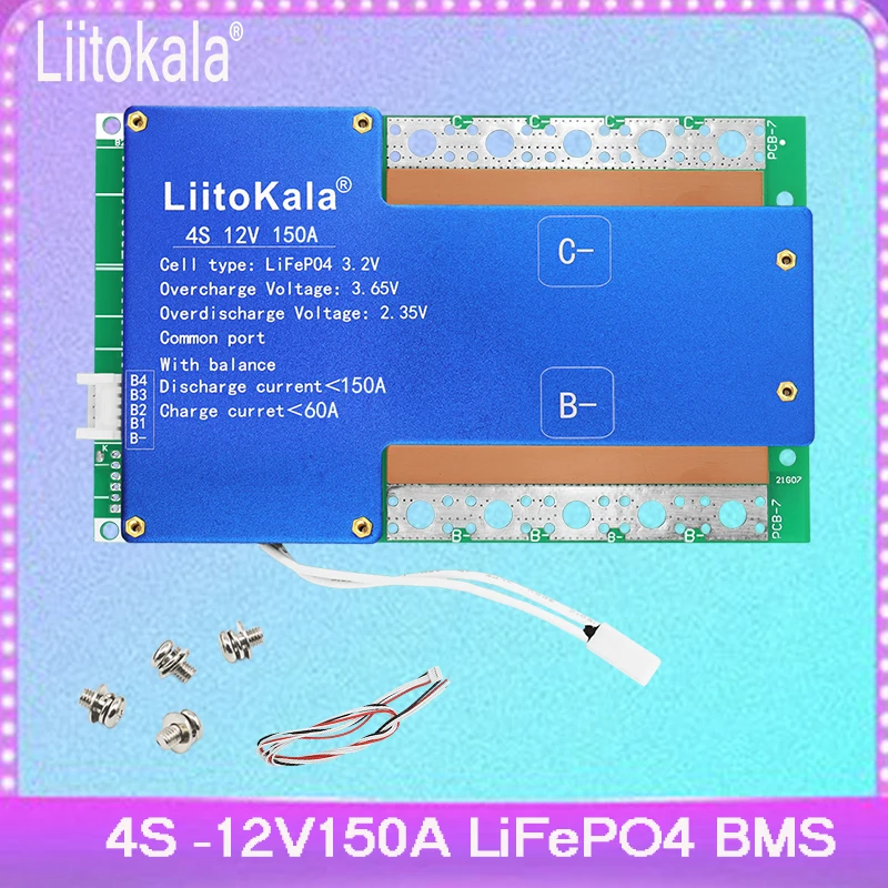 LiitoKala 4S 12V150A Smart BMS LiFePo4 For 12V 24V 48V Battery Pack Energy Storage System Inverter Power Supply  Scooter