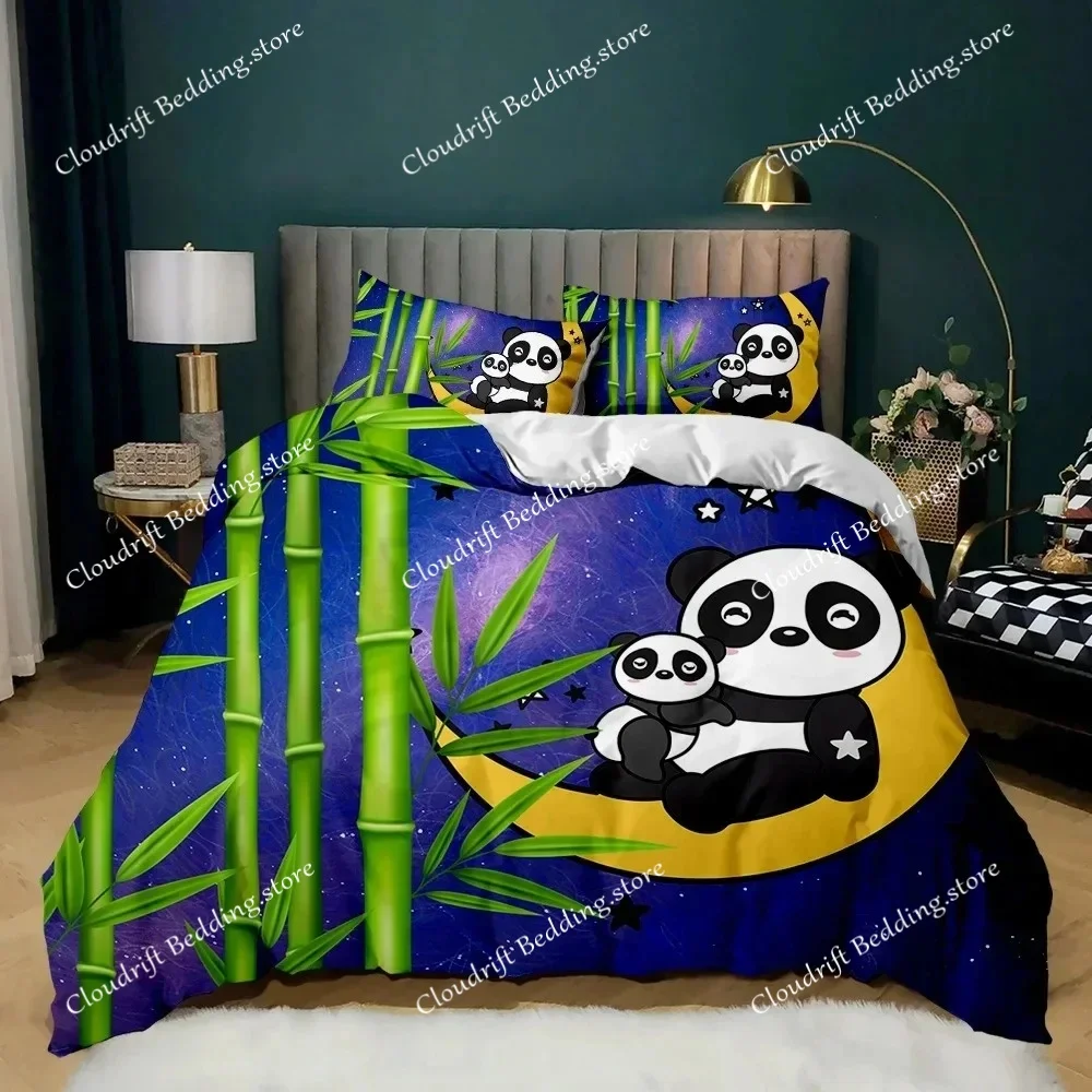 

Panda Duvet Cover Cute Animal Bedding Set for Boys Girl Cartoon Giant Panda Polyester Comforter Cover Bear Printed Wildlife