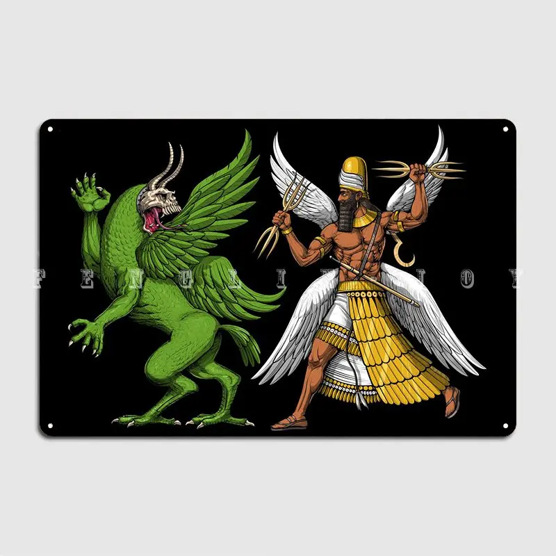 Tiamat And Marduk Metal Plaque Poster Cinema Kitchen Club Bar Wall Plaque Decoration Tin Sign Poster