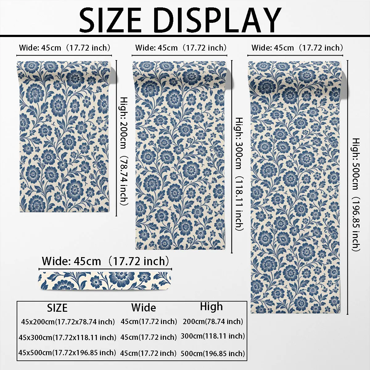 PVC self-adhesive blue and white floral branch leaf pattern cyclic wallpaper wall decoration and concealing imperfections