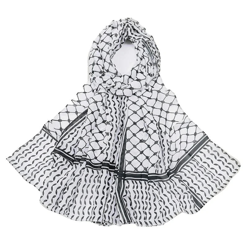 70*180cm Keffiyeh sciarpa testa araba donna Foulard stampa scozzese Hijab scialli e impacchi in Chiffon morbido Pashmina Foulard musulmano