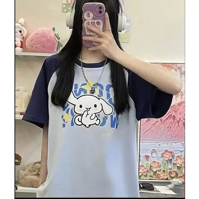 Sanrio Cinnamoroll Graphic T Shirts Mixed Colors Kawaii Clothes Y2k Top Japanese Print Student Tshirt Unisex Couple Tshirt Tops