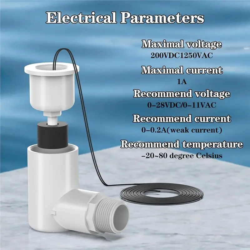 【OFF-SHELF】For HVAC Drain Pan Float Switch, SS2 Float Switch L Shape Safe-T-Switch For AC Condensation Outlet Detection, Clogged