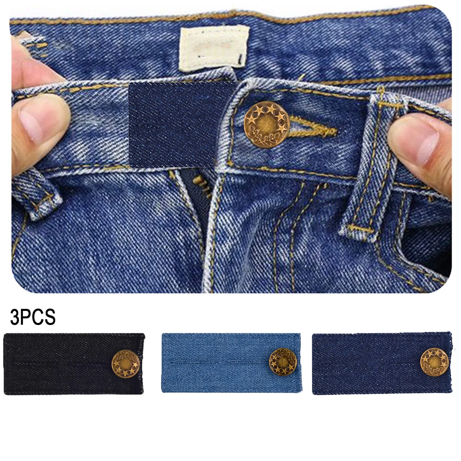 

3pcs Buttons Adjustable Disassembly Retractable Jeans Waist Button Band Extended Buckles Pant Waistband Expander