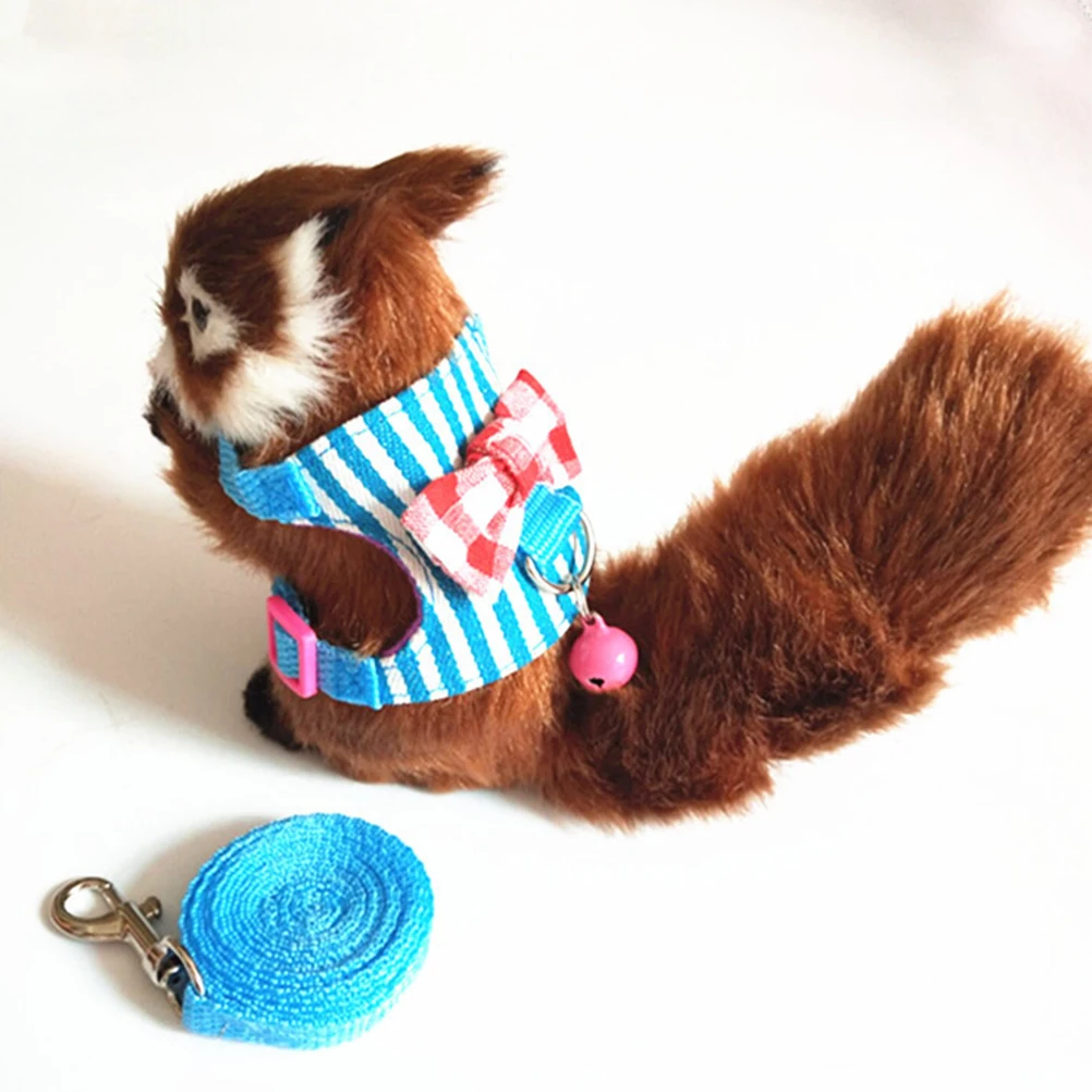 

1pc Adjustable Small Pet Leash Harness Bunny Rabbit Traction Rope Squirrel Harness Durable Denim Design Comfortable Breathable