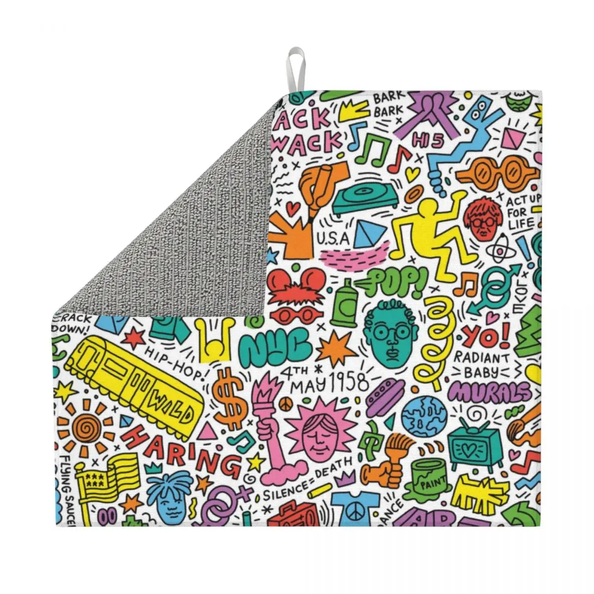 Custom Haring Dance Graffiti Art Collage Mats Kitchen Fast Dry Super Absorbent Abstract Geometric Microfiber Dishes Drainer Pad