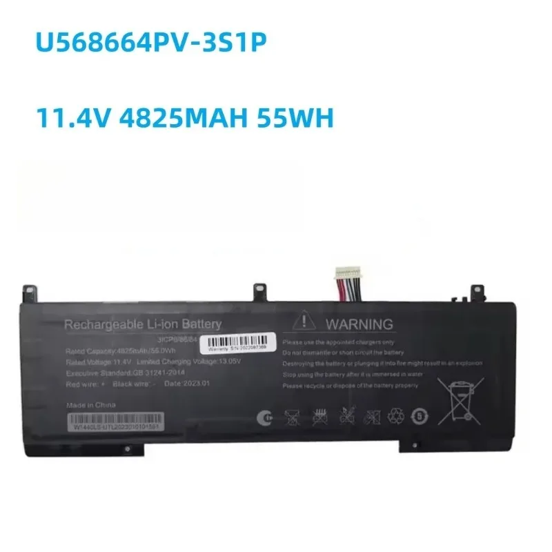 New 11.4V 4825mAh 55Wh Replacement Laptop Battery for RTDPART U568664PV-3S1P 10PIN 9Lines Rechargeable Battery