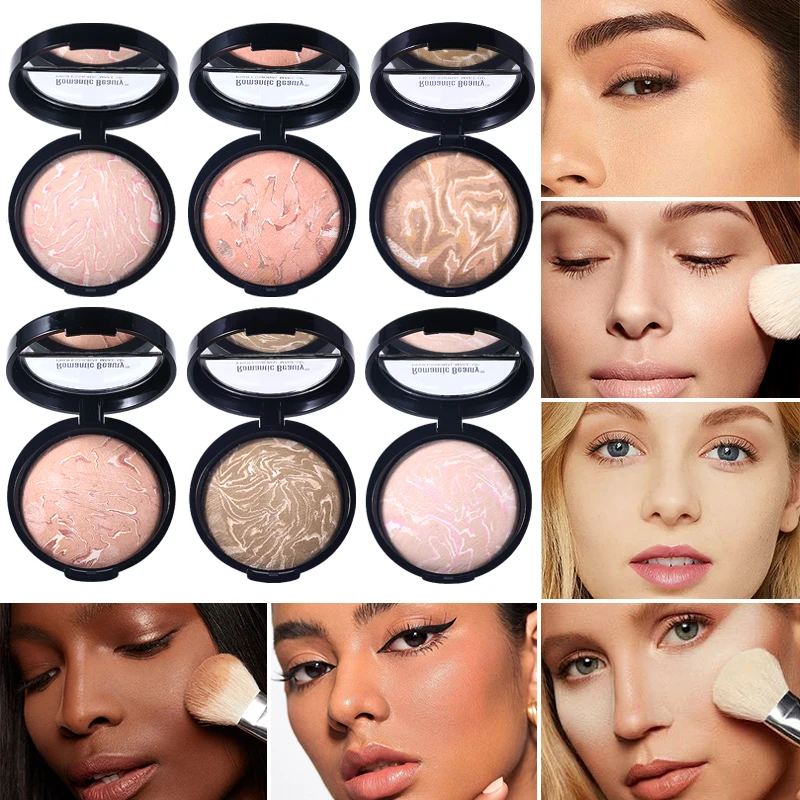 7-Color Pork Cube Baked Powder Cake Smooth Makeup Color Correction Long-lasting Colorful Makeup Translucent Setting Powder