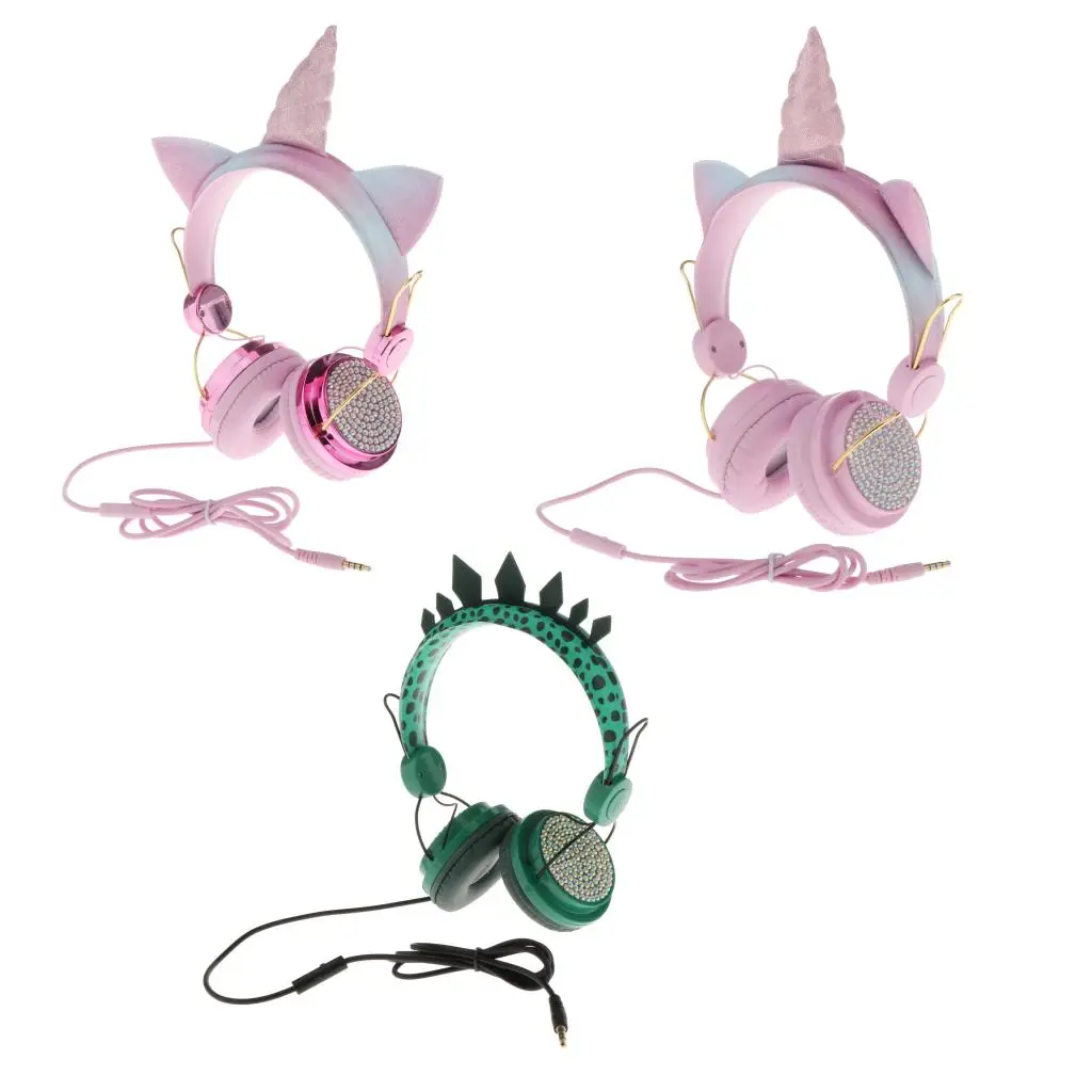 2x Headphone with Microphone Girls Kids Stereo Earphone Headset