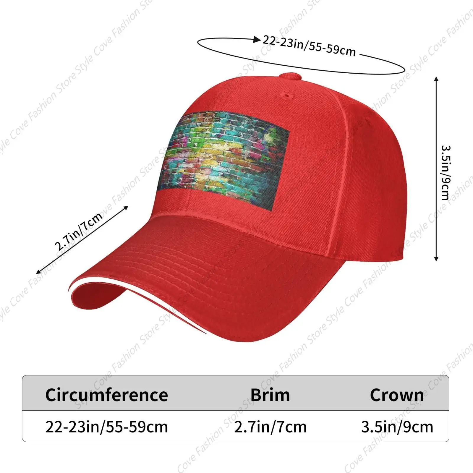 Graffiti Colorful Brick Print Casual Sandwich berretti da Baseball berretto da Baseball Unisex Versatile cappello di protezione solare cappello regolabile