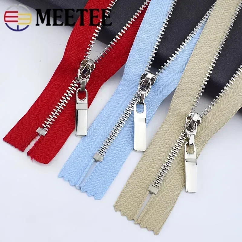 Meetee 5/10pc 3# 15/18/20/25/30cm Metal Zippers Close-end Zip Closure for Clothes Jeans Pocket Zipper Bag Purse Repair Accessory