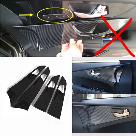Для Kia Cerato Forte K3 2019-2022: Накладки из карбона для интерьера — панель управления стеклоподъемниками, накладка на переключатель передач, накладка на вентиляционную решетку.