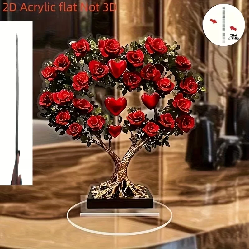 Romántica decoración de escritorio de árbol de corazón de rosa del Día de San Valentín para el hogar, oficina, boda, decoración festiva del Día de San Valentín