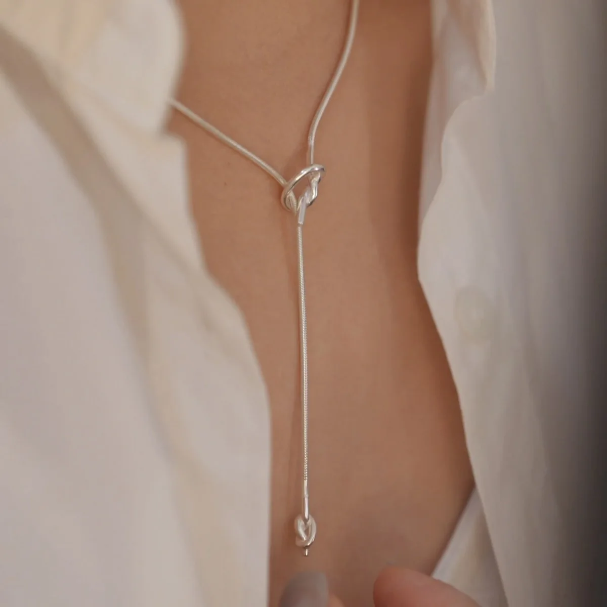 

S925 Sterling Silver Necklaces For Women Simple Chain Fashion Minimalist Pendant Long Tassel Necklaces Birthday Gift