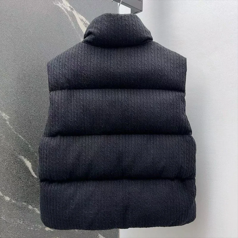 Wysokiej jakości damska kamizelka z bawełny z stójką, odzież zimowa, nowoczesna, stylowa, prosta odzież wierzchnia 25120516