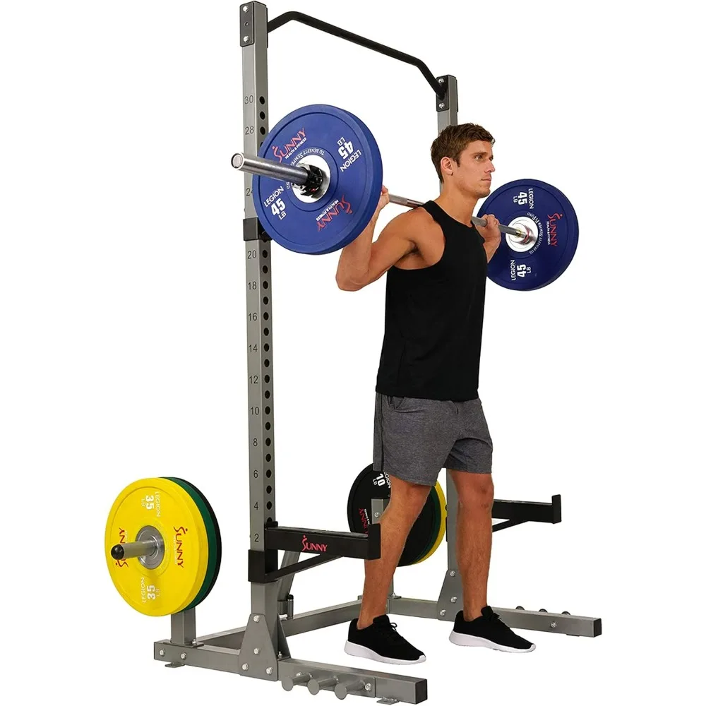 

Power and Squat Rack with High Weight Capacity Optional Weight Plate Storage, 360° Swivel Landmine, Power Band Attachment