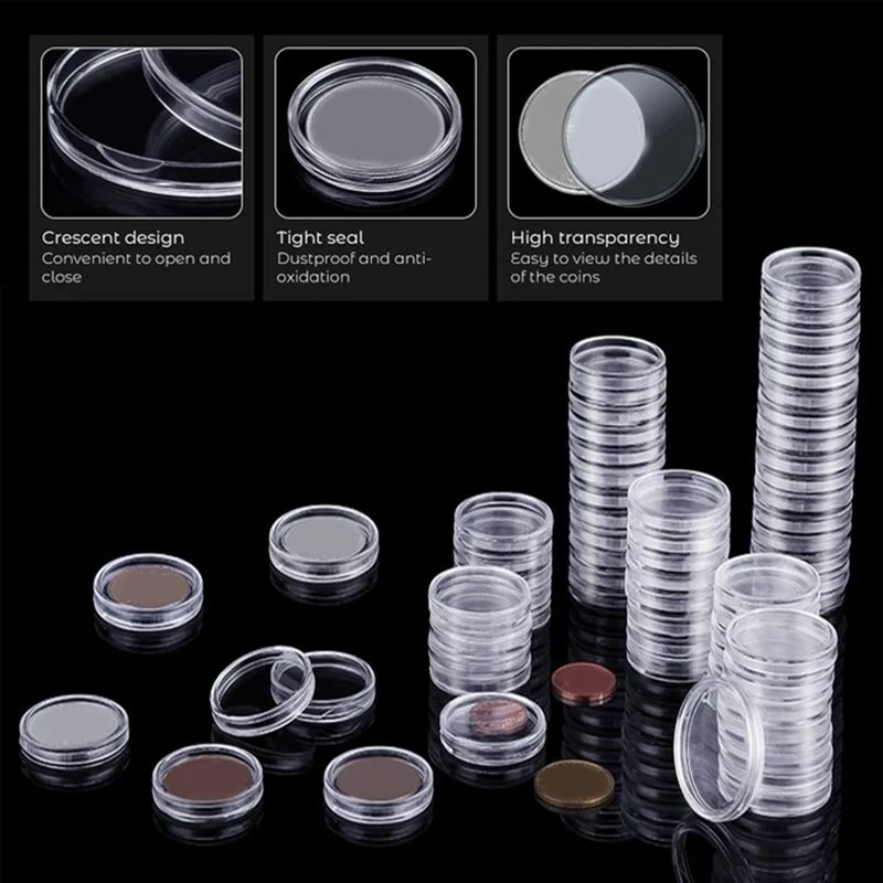 100 Stück 45mm Innen durchmesser Gedenkmünz kasten Münze Silber Dollar Aufbewahrung schutz box transparenter Kunststoff rund