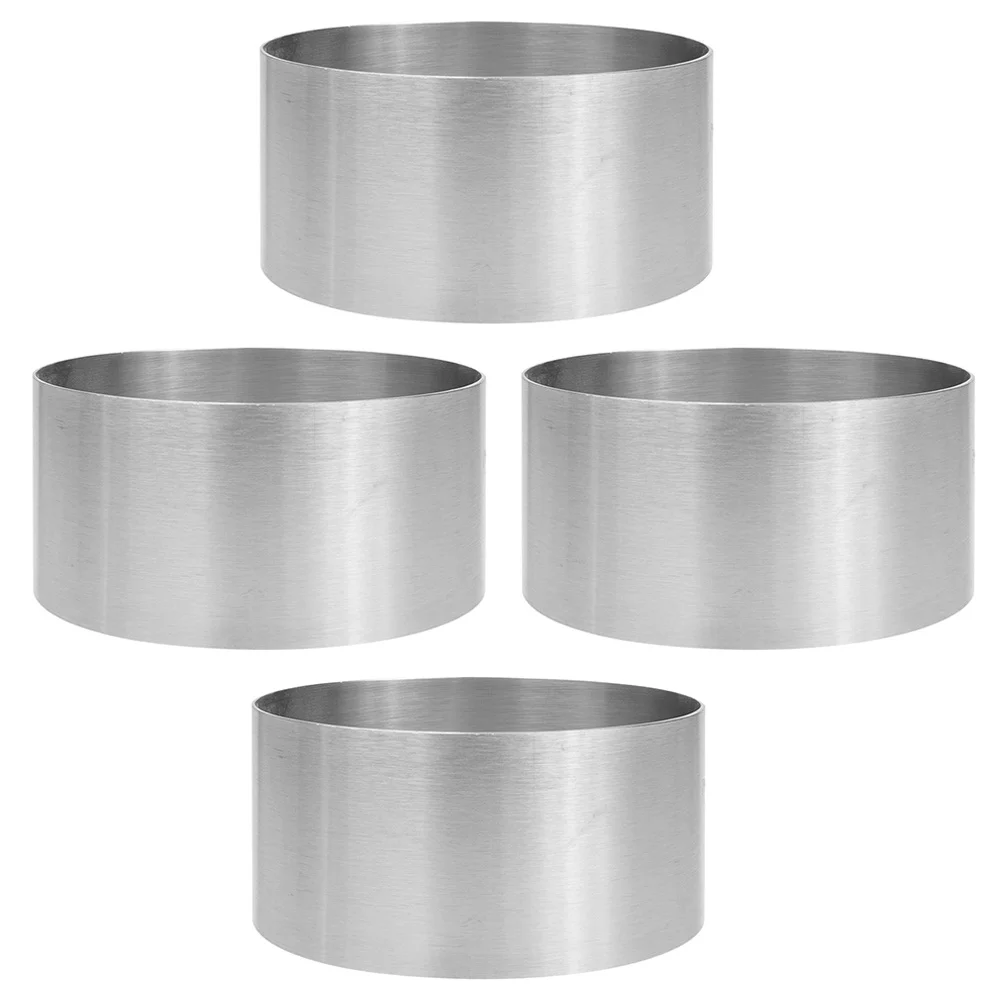 4 Pcs Round Cake Rings For Baking Mousse Circle Cake Collars Cake Rings Baking Pan Mould for Beginner Quiche Pans