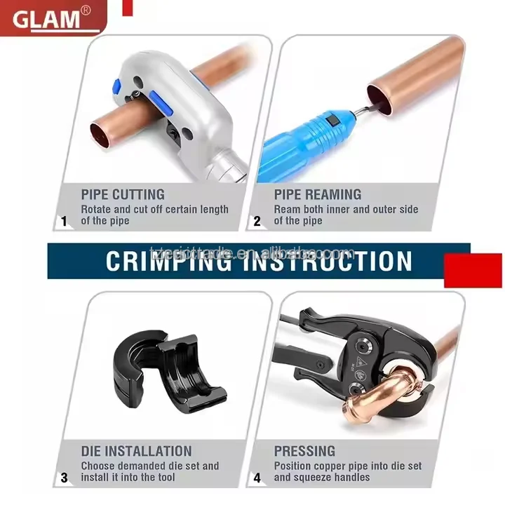 Mini Type BS1525 Pro Press Plumb Tool Kit 18V Battery Powered 60KN Output Compact Universal Copper Pipe Crimping Jaws