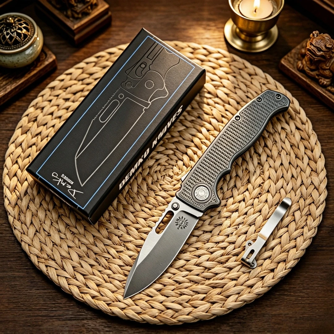 Modelo TRSKT DEMKO AD20, un cuchillo plegable de alta calidad, un cuchillo de bolsillo portátil, hoja CPM3V, mango de aleación de titanio, cuchillo para frutas.