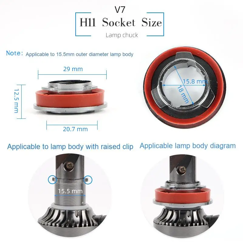 Für V7-9005/9006/9012/H11/H7/H4/H1 Scheinwerfer-Befestigungsclips Auto-LED-Scheinwerferbirnen-Basisadapter Sockelhalter – Detail 12