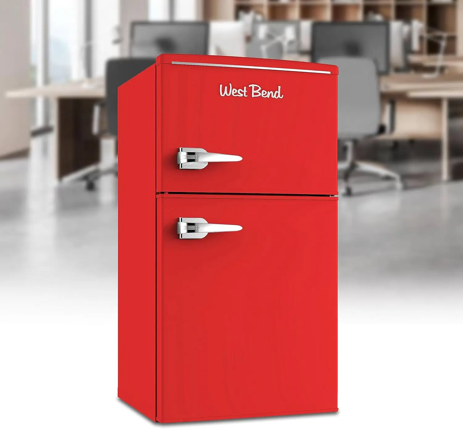 with Freezer Retro-Styled for Home Office or Dorm, Manual Defrost and Adjustable Temperature, 3 Cu.Ft, Red