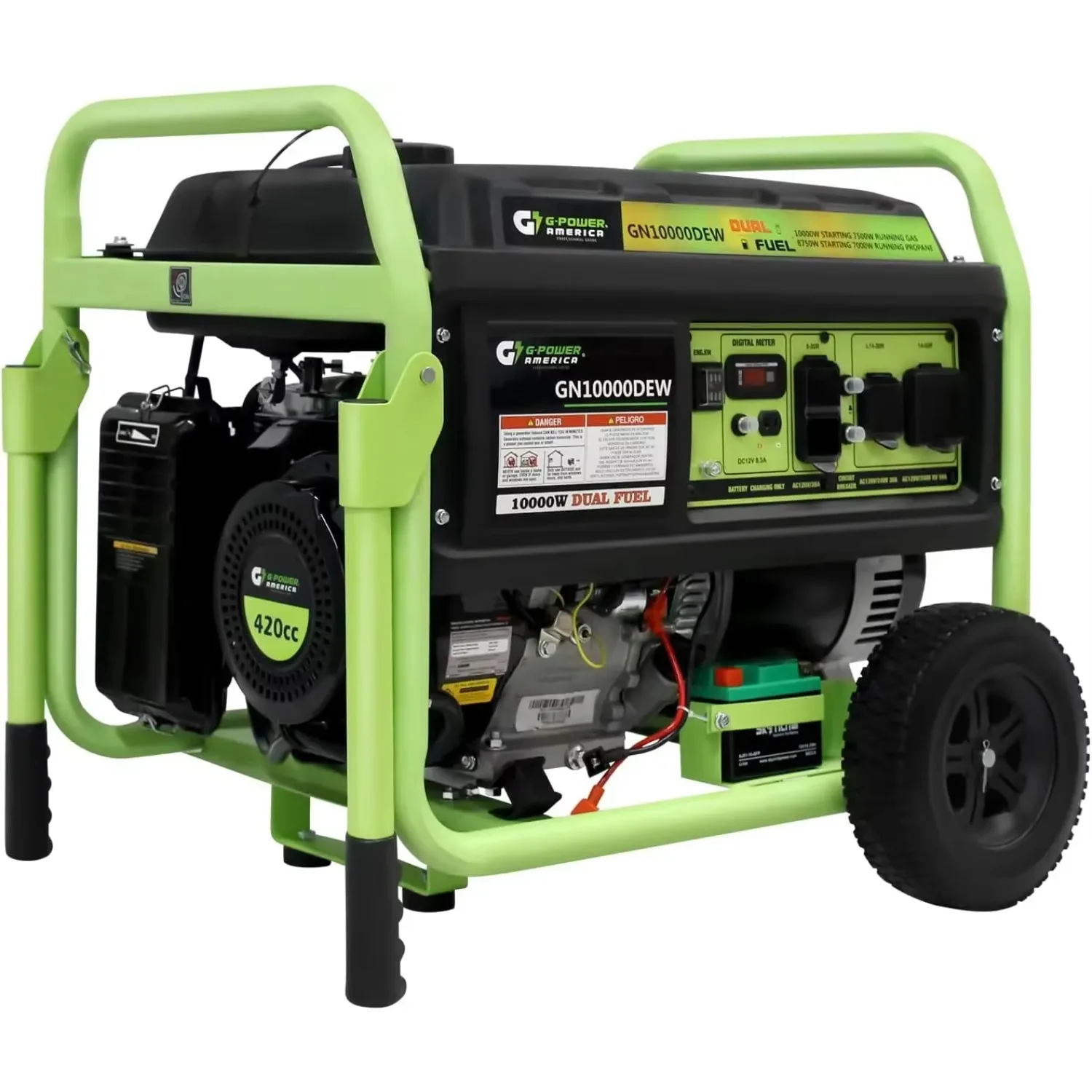 Dual Fuel Portable Generator 10000 Watt,Gas or Propane Powered,Electric Start, Home Back Up & RV Ready