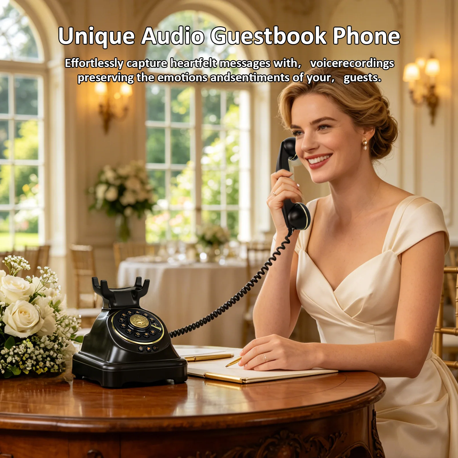 Vintage Audio Guest Book Phone Voice Message Recorder for Wedding Alternative Memory Keepsake Party Guest Book