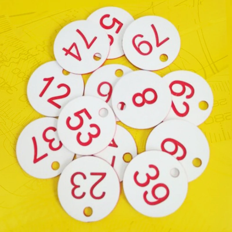 N0HB Number Tags 1-100 Numbered Labeling Tags with Hole Easy Fastened 100PCS Plastic for Key Tags Identification Tags for Loc