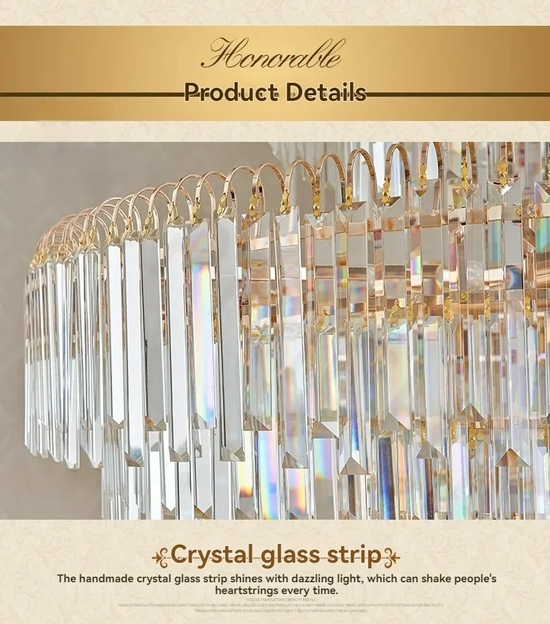 

2025new European Duplex Large Chandelier Villa Building Middle Floor Living Room Led Crystal Lamp Hall Long Chandelier Luxury