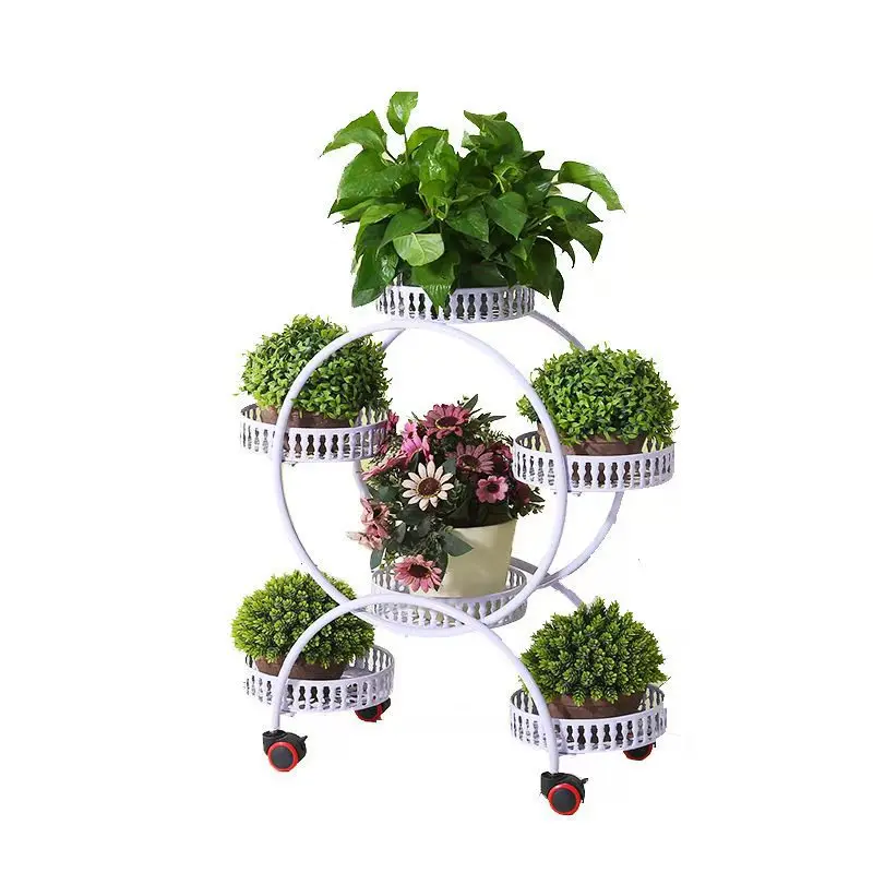 European Style Iron Art Living Room Flower Rack Balcony Floor Type Green Rose Rack Multi-Layer Indoor Flower Pot Rack