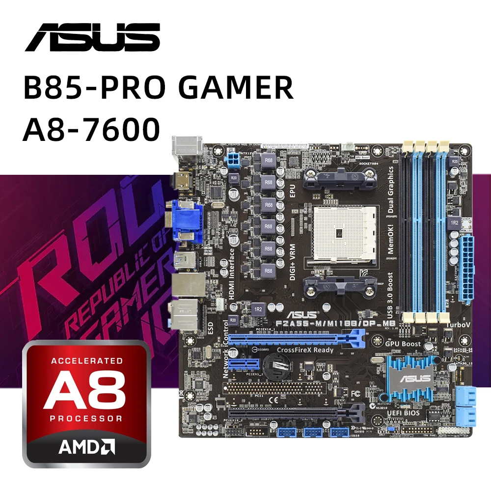 ASUS F2A55-M/M11BB/DP_MB Motherboard Support AMD A10/A8/A6/A4/Athlon A8-7600 CPU AMD A55 DDR3 2400MHz HDMI PCIe 2.0 mATX