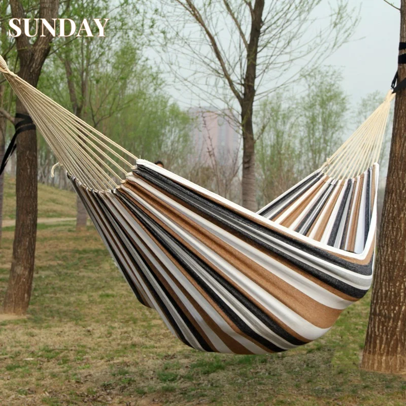 

Canvas Single Hammock Thick Durable Striped Indoor Courtyard Children Camping Swing Chair Hammocks home Outdoor Furniture