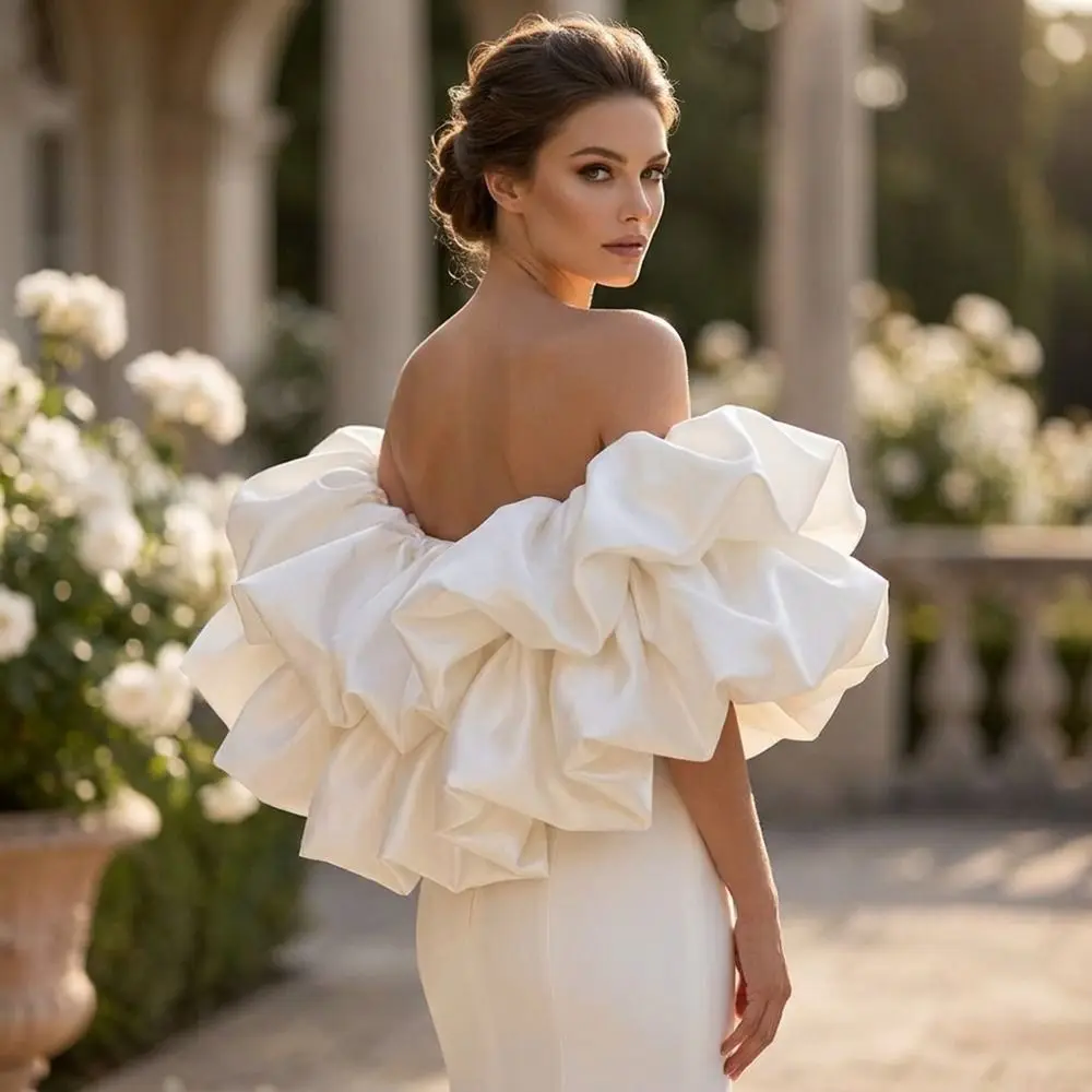 Fashion detachable Satin Ruffle Shawl Stretchyle Elastic Satin Bridal Shawl ruffled pleated Bridal Shawl Evening Event