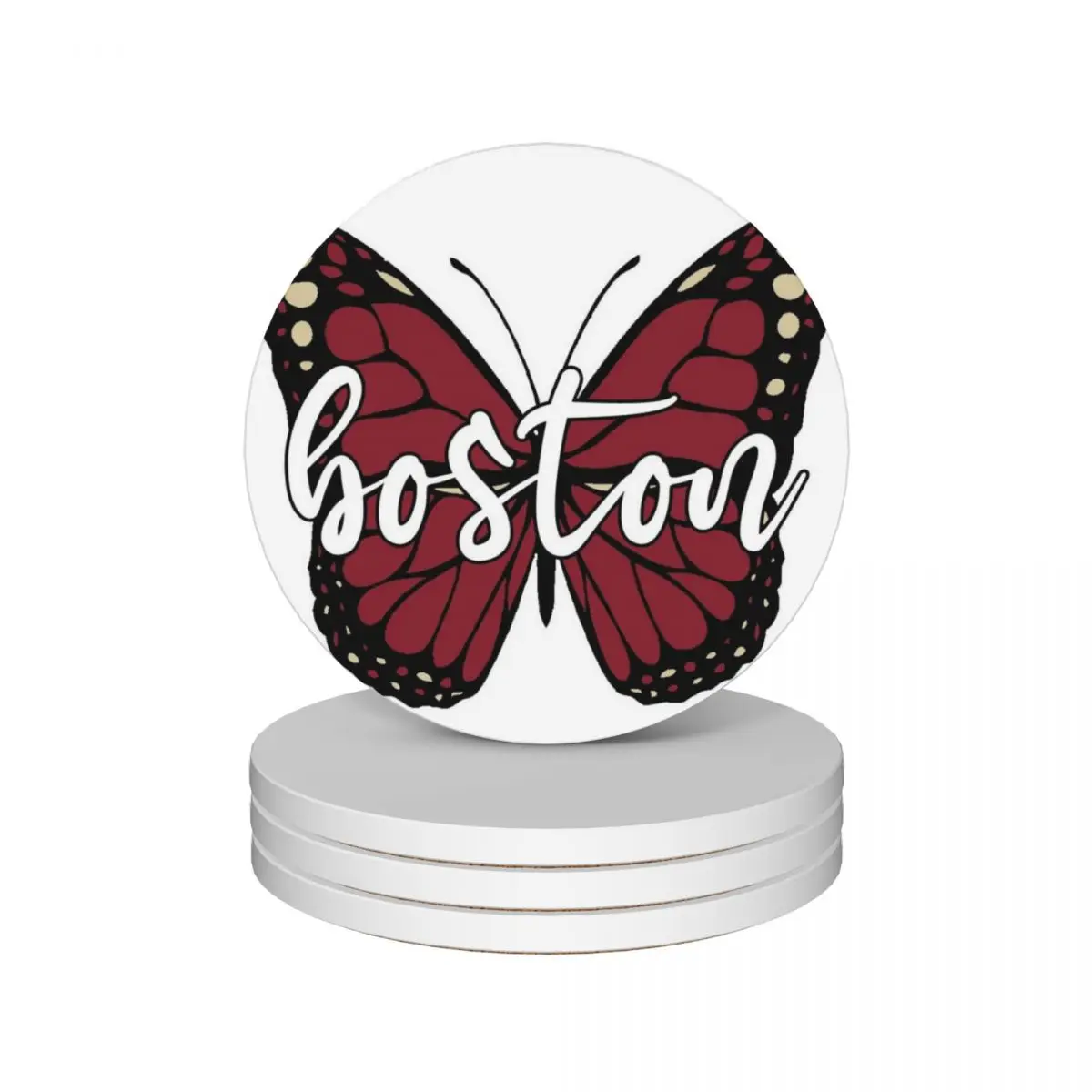 

Boston Butterfly Ceramic Coasters (Set of 4) ceramic eat table tea cup holder Coasters