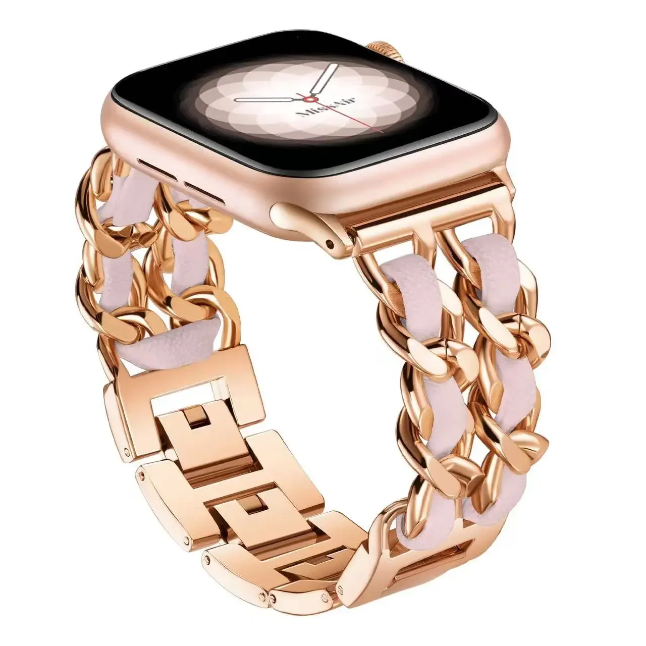 Металлический + кожаный ремешок для Apple Watch Ultra 10 9 8 7 6 5 4 SE Женский браслет для браслета 49 мм 46 мм 45 мм 44 мм 42 мм 41 мм 40 мм